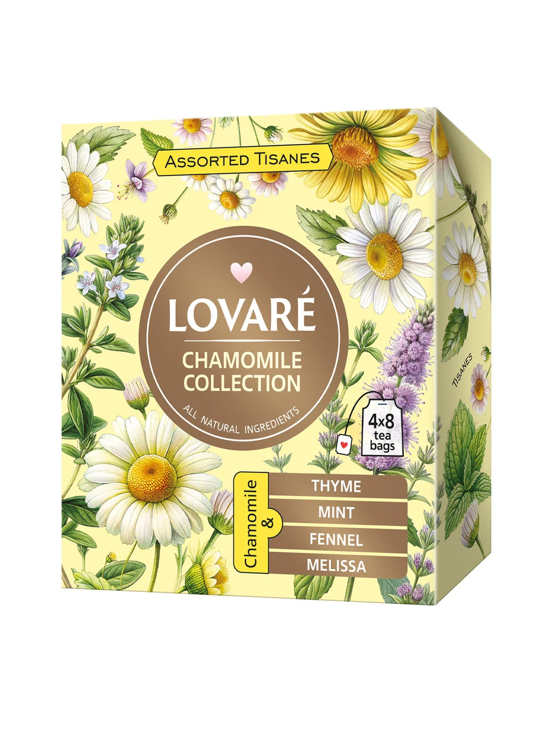 Assorted Herbal Tea by Lovare – Chamomile Collection, 32 Individually Wrapped Tea Bags