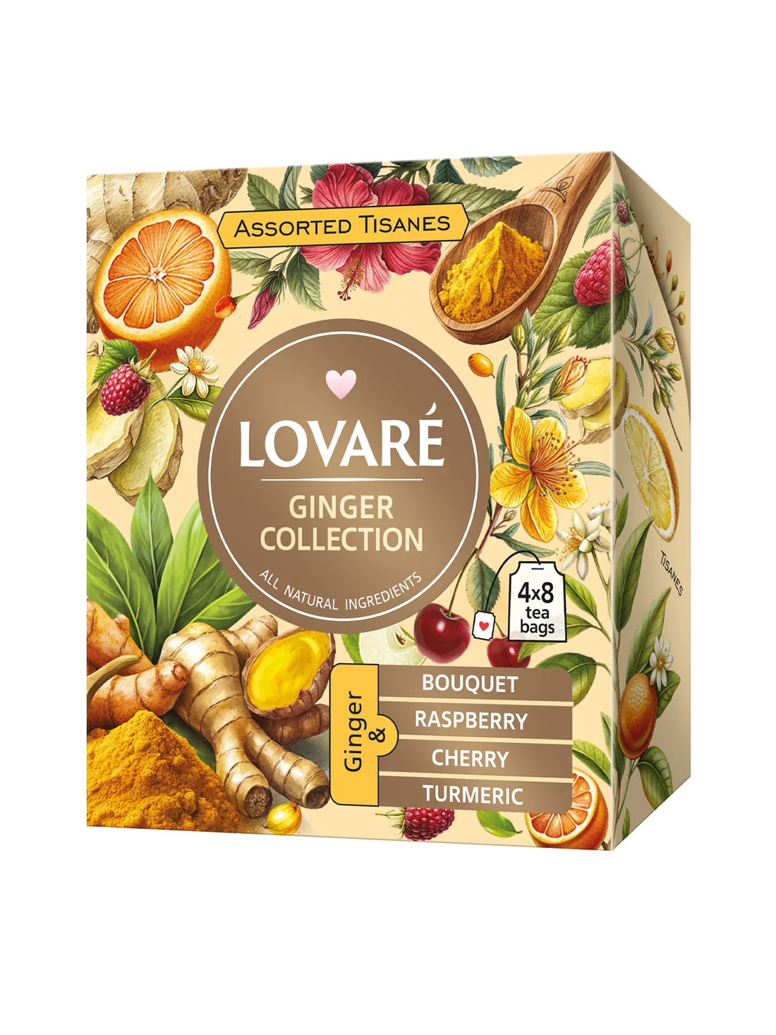 Assorted Herbal Tea by Lovare – Ginger Collection, 32 Individually Wrapped Tea Bags (Copy)