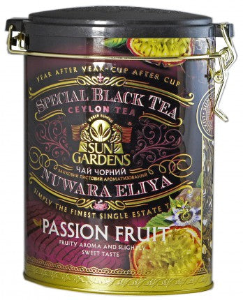 Sun Gardens Black tea "PASSION FRUIT" 100g, loose leaf, oval metal tin